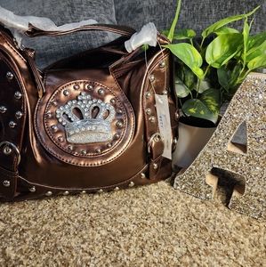 NWT Y2K Bronze Crown Hobo Shoulder Bag
